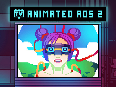 Animated Cyberpunk ADS Pixel Art Pack 2 2d ads animated animation animations art asset assets banner cyber cyberpunk game game assets gamedev indie indie game pixel pixelart pixelated sprites