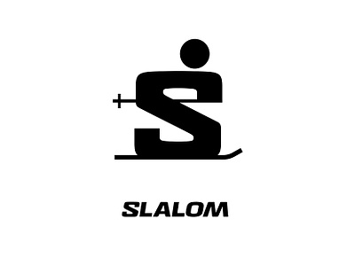 Slalom fun icon illustration minimalist salomon ski slalom snow sport winter