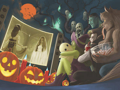 Halloween vibe 2d art halloween illustration