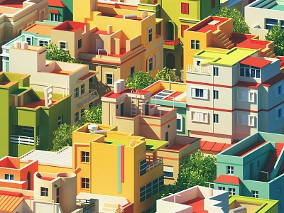 Colorful Blocks 3d architecture blocks buildings c4d city illustration isometric