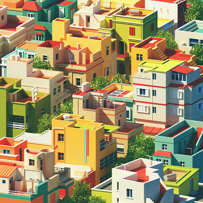 Colorful Blocks 3d architecture blocks buildings c4d city illustration isometric