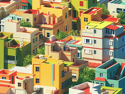 Colorful Blocks 3d architecture blocks buildings c4d city illustration isometric