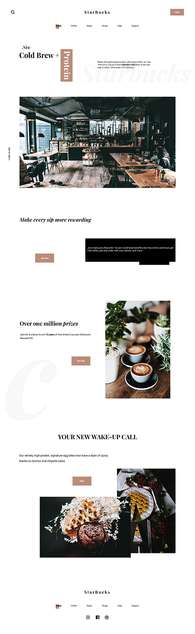 Starbucks landing page clean graphic design landingpage minimal starbucks ui webdesign website