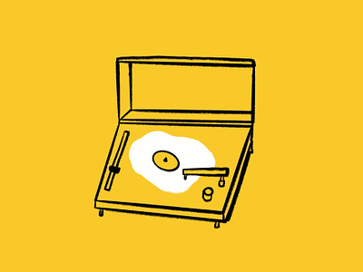Reggord player 🎵🍳 design doodle egg fried egg funny illo illustration lol record player sketch turntable