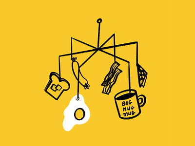 Mobile breakfast 🍳🍞☕️🥓 bacon coffee design doodle egg fried egg funny illo illustration lol sausage sketch toast