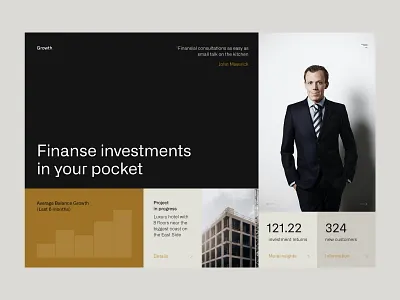 Finanse Investments — Website business clean contemporary desktop expensive finanses gold investment investments luxury main page minimalistic modern money promo technology ui ux web website