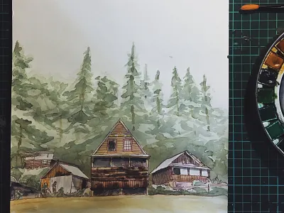 Yayla cartoon illustration nature traditional watercolor yayla