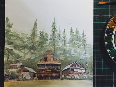 Yayla cartoon illustration nature traditional watercolor yayla