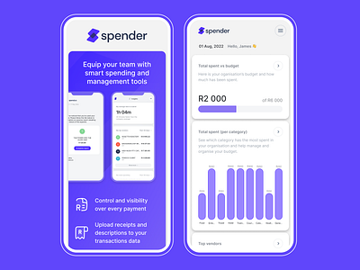 Smart spending tool and dashboard bank banking budget budgeting dashboard data expenses finance finances fintech graph landing page lowcode mobile spend tool
