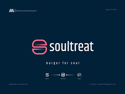 Soultreat modern minimalist restaurant logo, S letter logo 2022 logo trend 99 design logo brand identity design branding burger cafe creative logo delicious delivery foodchain foodlover graphic design healthy instafood letter s logo logo design minimal logo restaurant logo design timeless logo visual identity