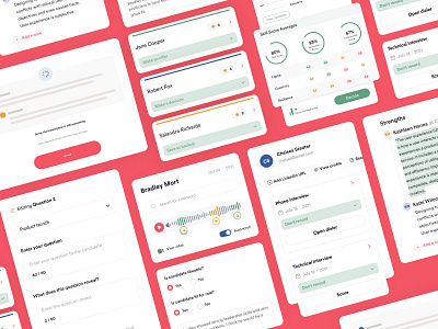 Hireguide • Product Components admin audio button cards charts components dashboard design system filter icons illustra illustration library play search style guide typography