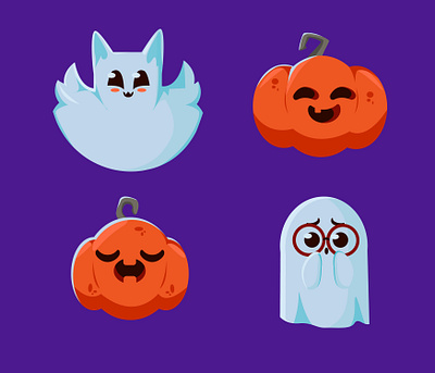 Halloween stickers! character design graphic design illustration sticker typography vector