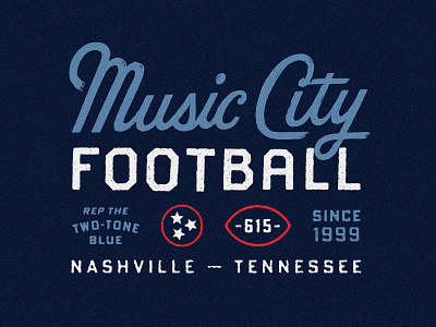 Music City Football apparel design badge football hand lettering lockup logo merch music city nashville script lettering tennessee texture titans