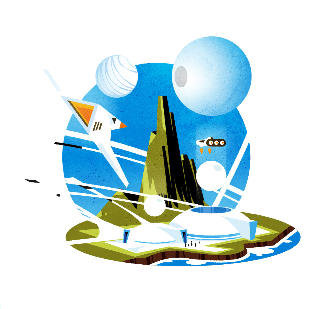 Retro Island city design futurism illustration illustrator minimalist retro science fiction texture vector