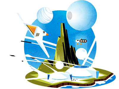 Retro Island city design futurism illustration illustrator minimalist retro science fiction texture vector