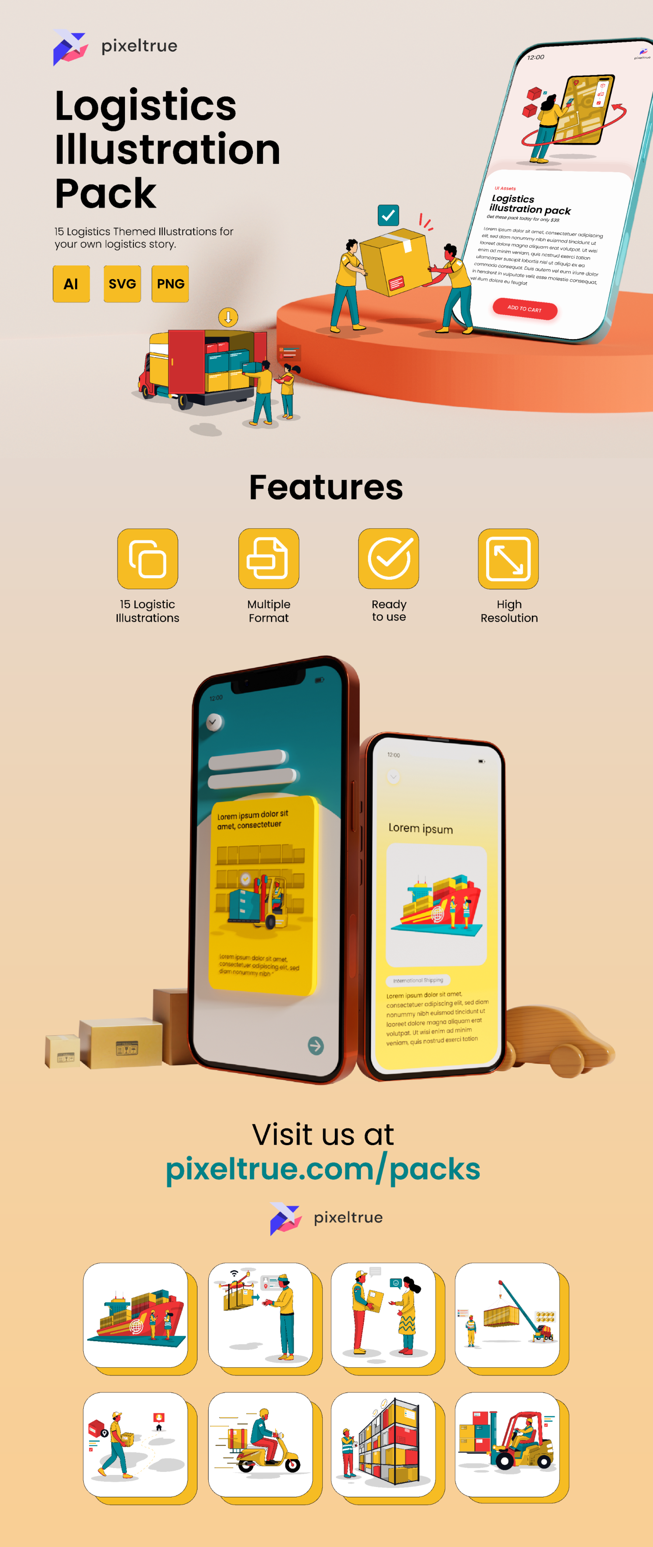 Logistics Illustration Pack by Pixel True design graphic design illustration vector vector illustration