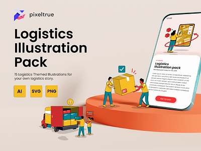 Logistics Illustration Pack by Pixel True design graphic design illustration vector vector illustration