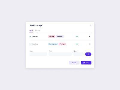 Add Startup (Popup) clean crm data datatech finance fintech input product product design system tech technology ui ux