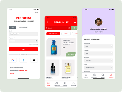 Perfumist Mobile App app design per ui ui ux web design