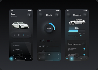 Dark UI Tesla app design appdesign design minimalist ui