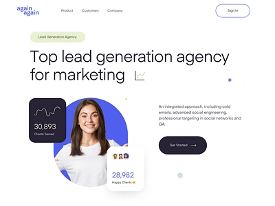 Lead Generation Agency Hero Concept b2b clean creators customers design email finance funel landing page lead lead generation market marketing meeting minimal modern ui saas sales w webdesign