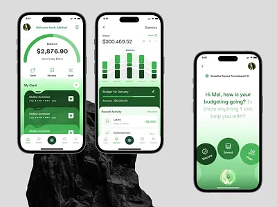 FinGenius - AI-Powered Finance App ai app app design card clean design finance financial services mobile mobile app mobile banking payment app payments personal finances savings ui ui ux uiux ux wallet