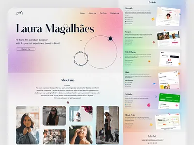 Portfolio animation blur branding cases colors design home iridescent landing page logo motion graphics pics portfolio product designer shot ui uiux designer ux vector webflow