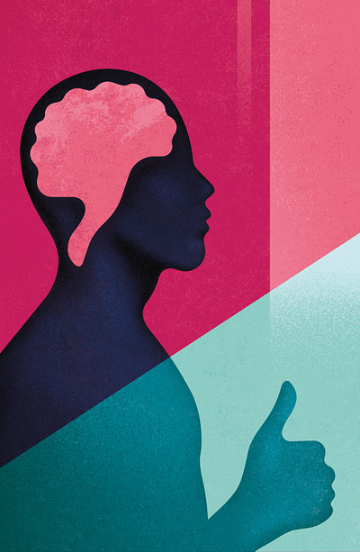 Are you okay? bold brain editorial graphic health illustration man mental minimal okay texture thumbsup