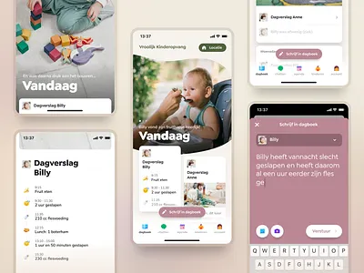 Daycare app concept app child children concept daycare kindergarten mobile motion native pink story ui whitelabel