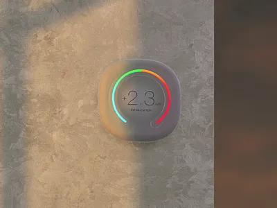 SOLA device concept 3d analytics app counter design diagram energy frosted glass graph industrial design interior design iot neumorphism product design scales solar thermostat ui ux