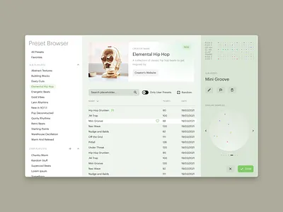 UI design for XO audio plugin (light) app application au audio beat daw design drum gui interface library machine music plugin production rhythm sound ui vst