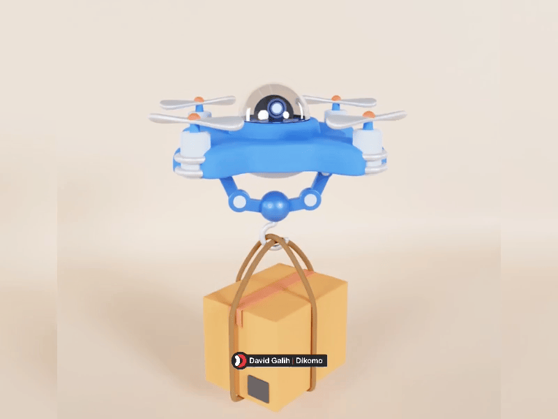 Delivery Drone With The Package 3D Animation Lottie 3d card david galih illustration instagram template