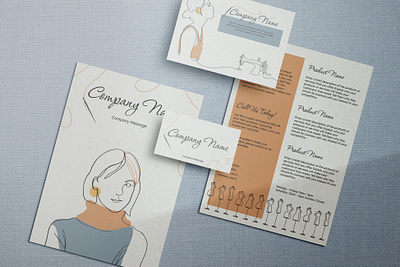 Couture Brand Identity Set branding business card clothing couture flyer line drawing retail sewing
