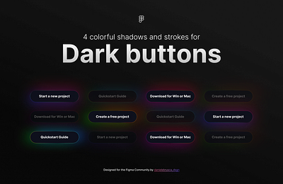 Dark Buttons - 4 minimal & colorful styles animation blacktheme brand design brand designer branding button dark darkmode darktheme design graphic design minimal neon tech ui uidesign ux