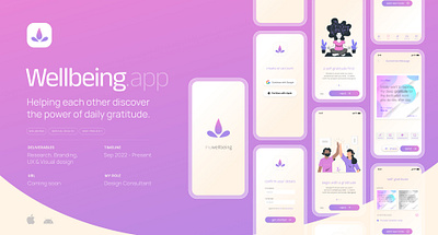Wellbeing.app – A mental wellness app that fosters gratitude app branding design feedback logo