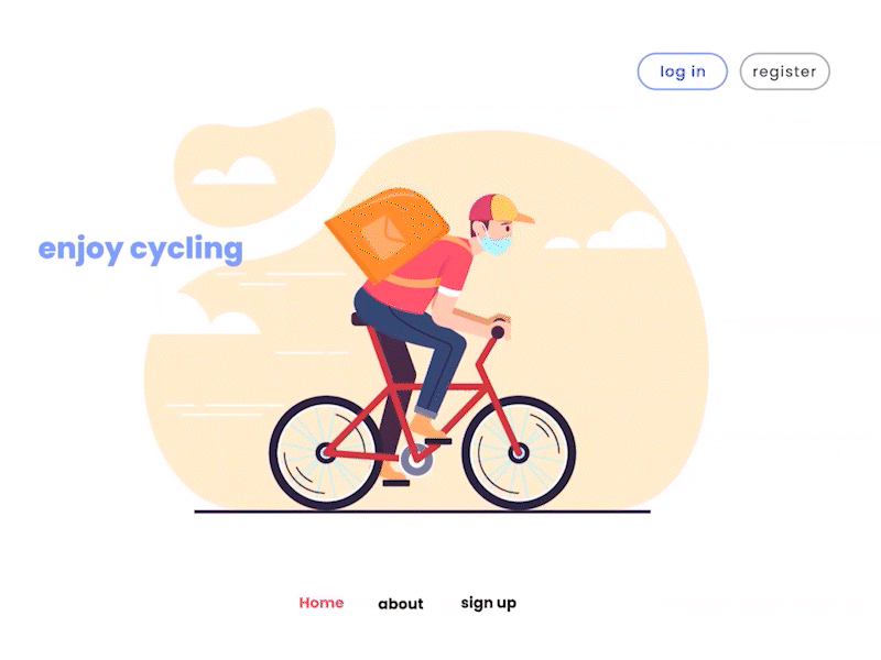 Enjoy cyling animation bicycle cycling cyclingwebsite ui uidesign websitedesign