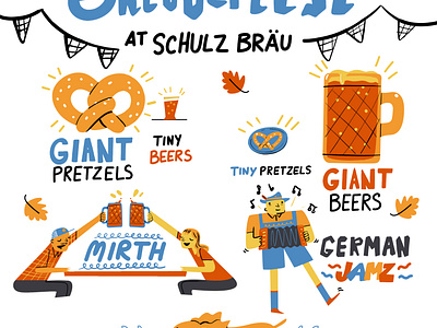 Oktoberfest at Schulz Brau beer illustration comic dog illustration event poster food illustration hand drawn text icon illustration illustration infographic illustration limited palette spot illustration