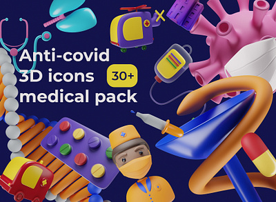 3d medical icons 3d 3d illustration 3dicons blender covid cycle icons illustration medical pack render ui ui pack