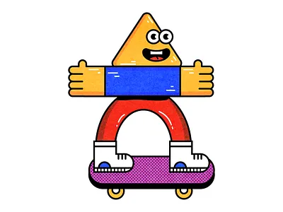 Skater blue character color fun happy illustration purple red shapes skater vector yellow