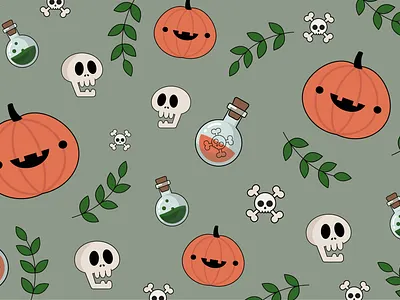 Halloween Pattern character creep ghost graphic design horror illustration pattern pumpkin scull spooky vector