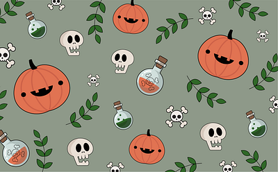 Halloween Pattern character creep ghost graphic design horror illustration pattern pumpkin scull spooky vector
