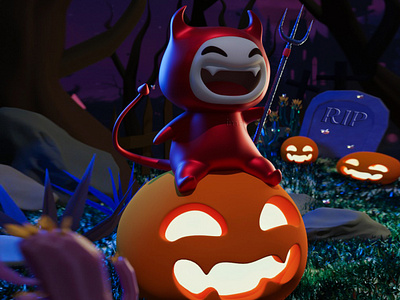 Evil baby 3d autumn blender character design halloween holiday illustration illustrator pumpkin