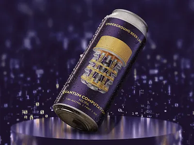 Quantum Computation Label Design for Underground Beer Lab artificial intelligence beer beer can mockup beer label beer labels can label design computer design label design mockup packaging design quantum quantum computing tech