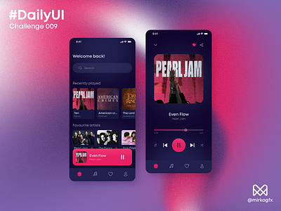 Daily UI 009 - Music Player app branding daily ui daily ui 009 dailyui design graphic design illustration logo music player ui ui design ui inspiration ui ux ux vector