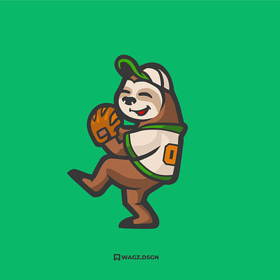 SLOOOTH baseball design graphic design logo logo mascot mascot mascot logo pitcher sloth sloth mascot vector