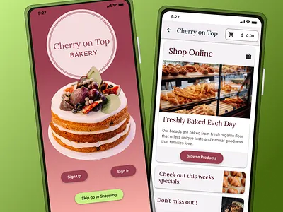 Bakery App design app design typography ui ux