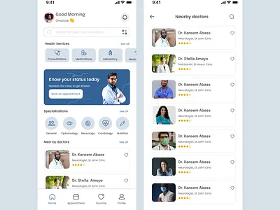 Doctors appointment booking app design medtech ui