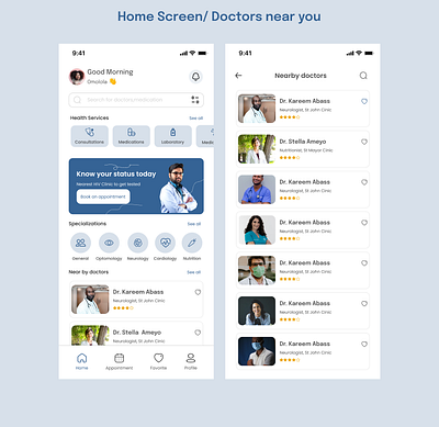 Doctors appointment booking app design medtech ui