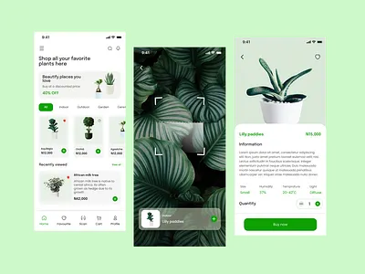 Plant shopping app design ui