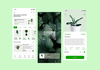 Plant shopping app design ui